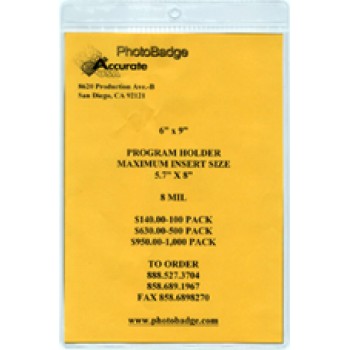 Vinyl Top Load 6" x 9" Program Holder - 100 pack